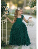 Emerald Green Stunning Long Flower Girl Dress